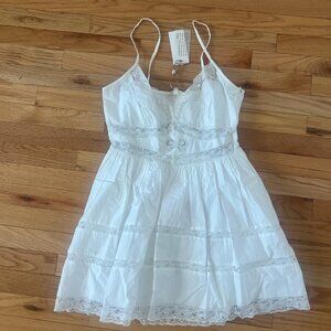LoveShackFancy White Zima Lace Trim Bow Mini Dress - NWT 10